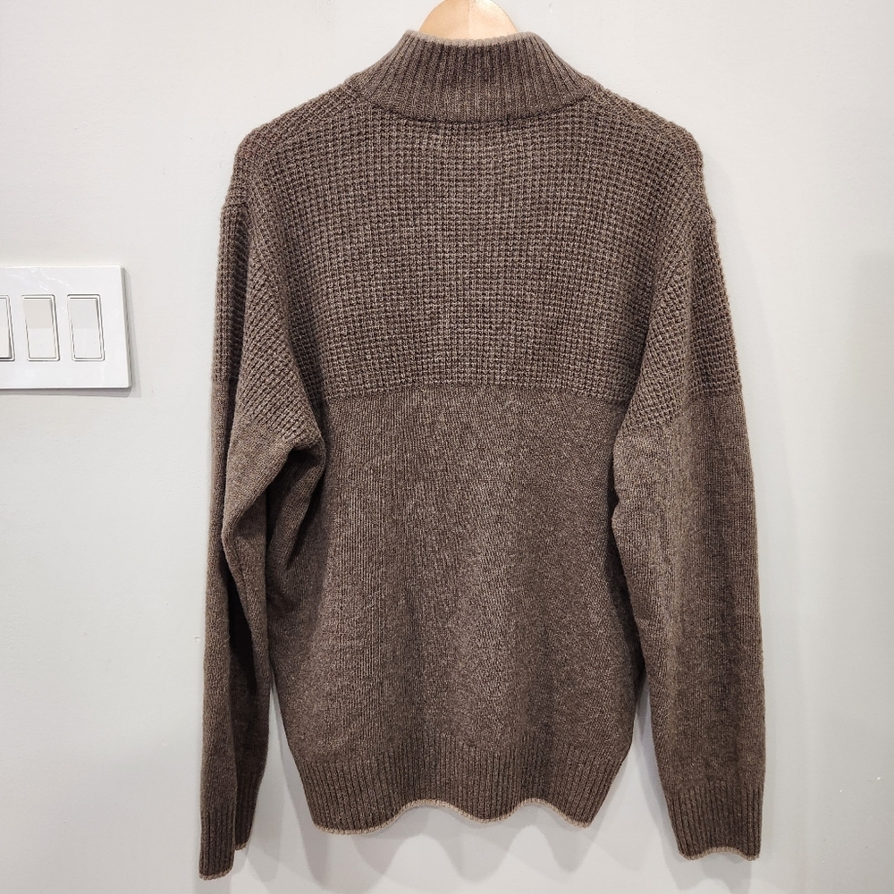 VTG Daniele Blasi Wool Blend Henley Sweater Mens XL Brown Waffle Knit Preppy - Picture 3 of 11